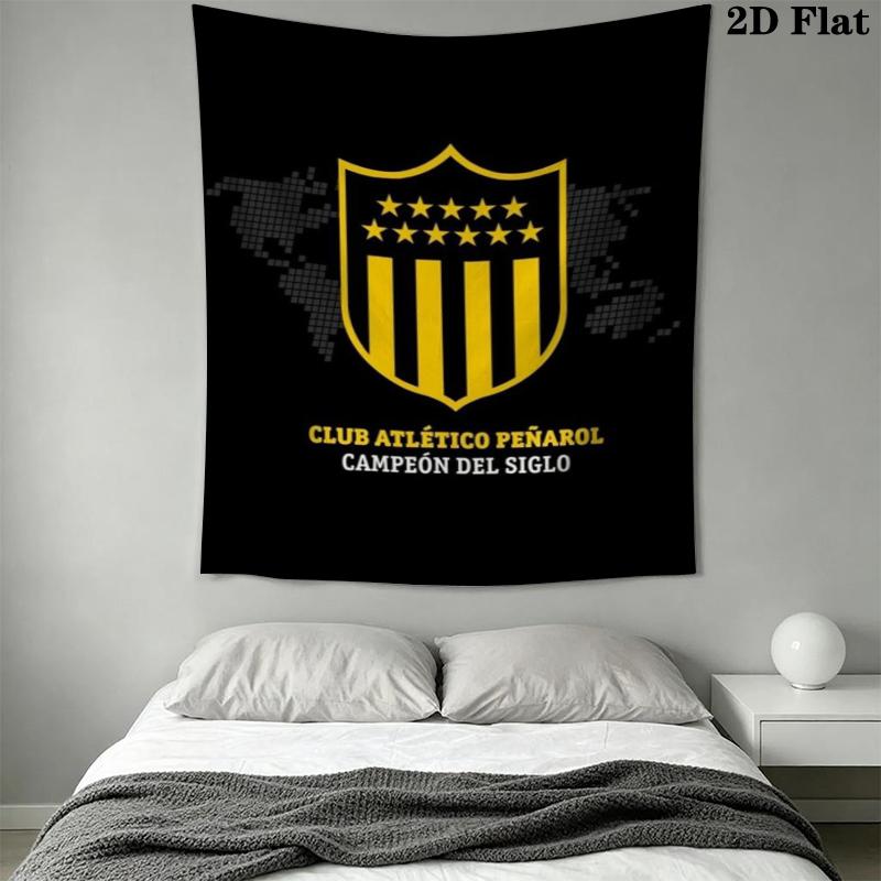 Penarol Fußballverein Wandteppich Ästhetisches Wandbehang Gedruckter Stoffdecke Dekorative Wandteppiche für Schlafzimmer Wohnzimmer Heimdekoration