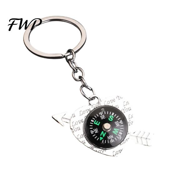 Heart-shaped Compass Keychain Alloy Mini Bag Charm Outdoor Adventure Gear Camping Backpack Gift for Hikers