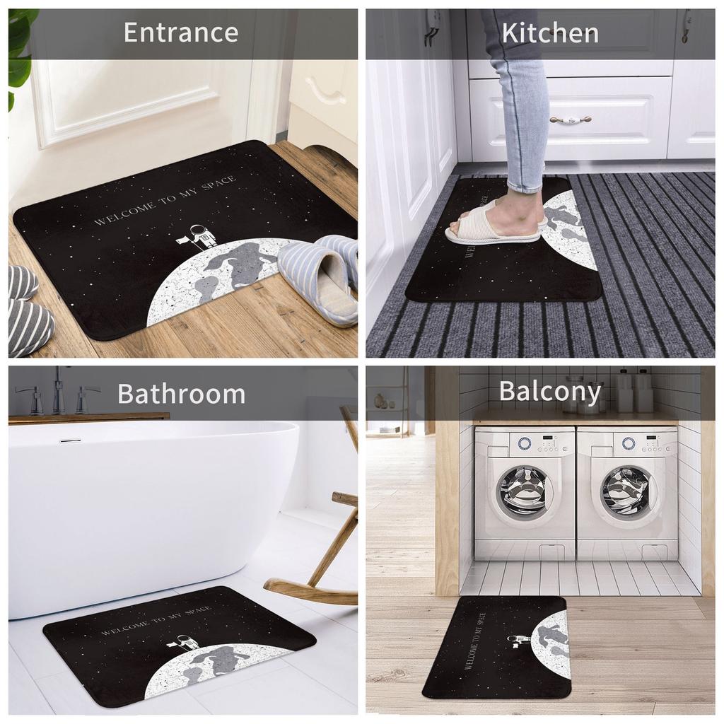 Moon Astronaut Welcome To My Space Doormat Mat Anti-Slip  Bath Kitchen Living Room Rug Carpet 40*60cm