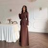 2025 cross-border European and American autumn new cardigan temperament V-neck long-sleeved top waist-wrapped hip long skirt women's clothing