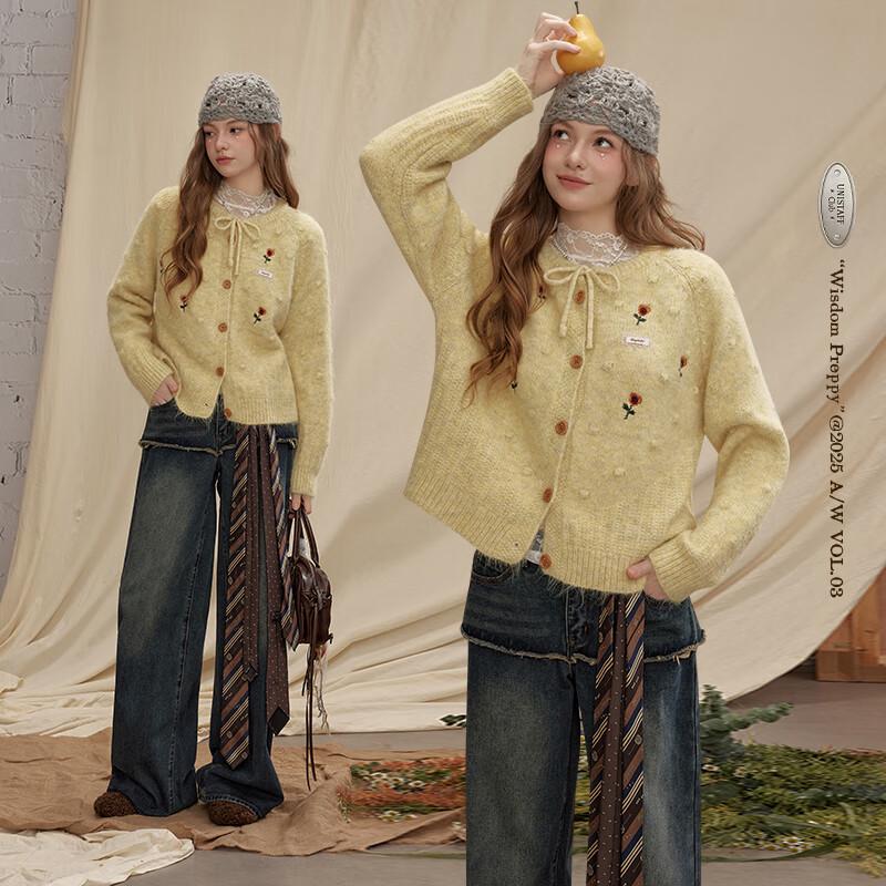 UNIFREE Women's Floral Knitted Sweater