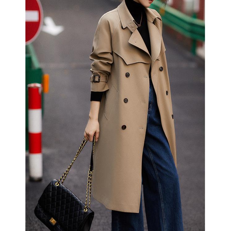 

дизайн тренча, женское пальто средней длины на раннюю весну, весенне-осенняя женская одежда, модная драпировка S хаки