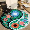 1pc Floral Yin Yang Symbol Carpet, Round Non Slip Durable Large Size Office Carpet, Suitable for Office