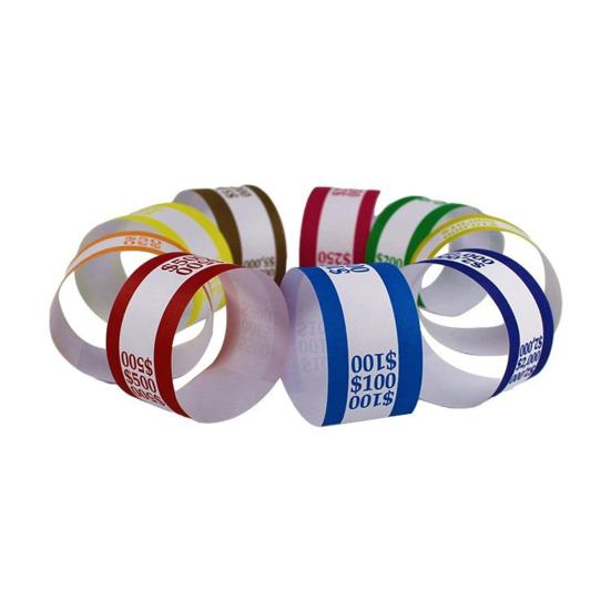 450Pcs Money Band Bundle 9 Color Self-Sealing Cash Straps Denomination Sorting Ideal for Banks Retail Hospitality