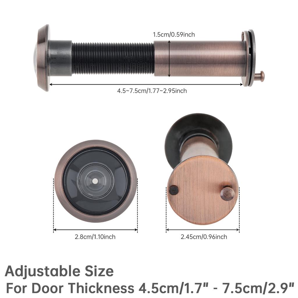 16mm 180° Wide Angle Door Viewer Peephole: Reinforced Steel Lock Core with 360° Rotation Privacy Cover for 1.77 Thickness, Dustproof