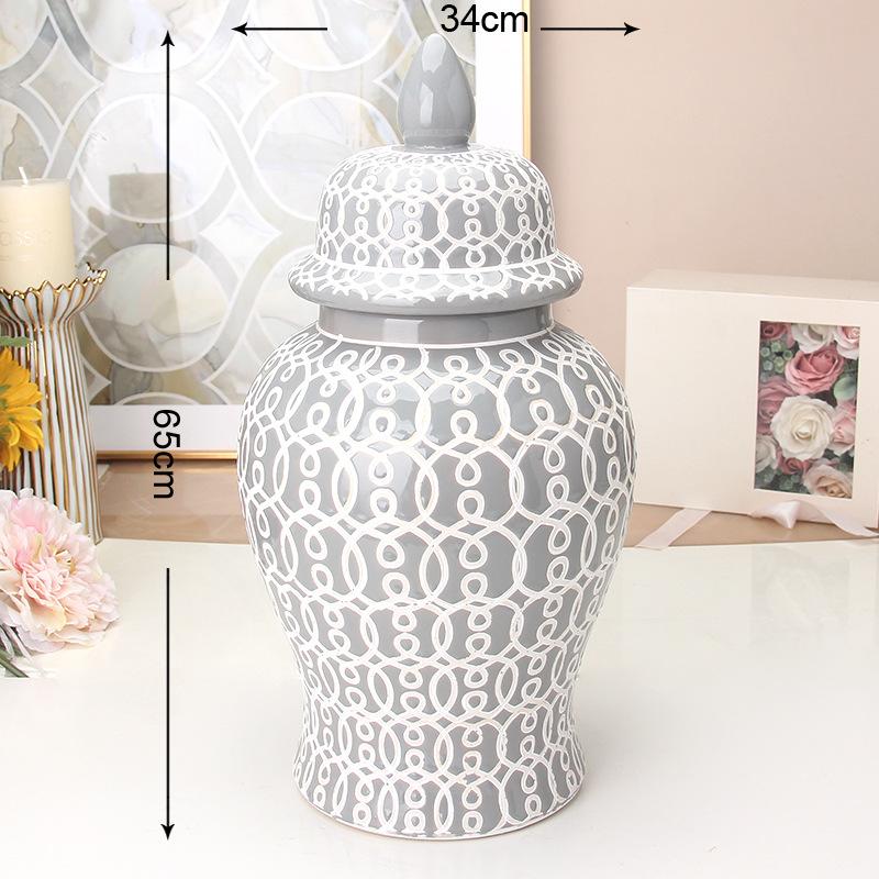 Nordic White Flower Vase Home Living Room Decoration Ceramic General Jar Tea Seal Jar Ceramic Storage Jar Home Decoration