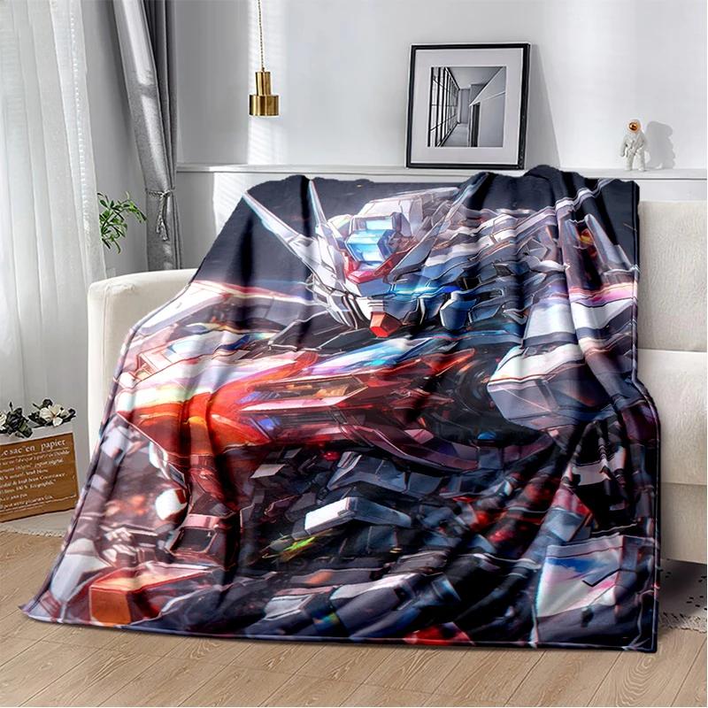 HD Robot GUNDAM Cartoon Soft Flannel Blanket for Bed Bedroom Sofa Picnic,Throw Blanket for Cover Office Christmas Gift Kids