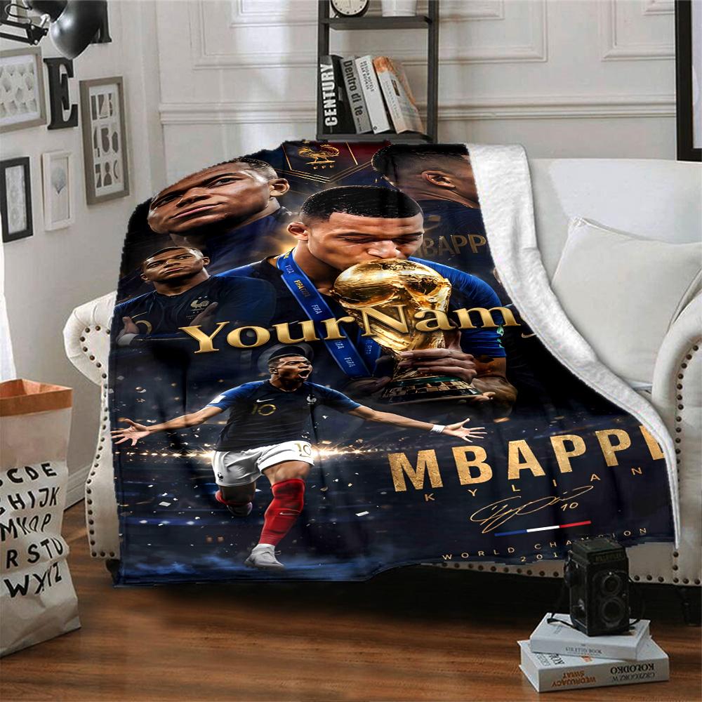 Mbappe Personalized Text Blanket Multi-purpose Customizable Blanket Soft & Cozy Perfect for Home Decor Picnics Seaside Bedding for All Occasions