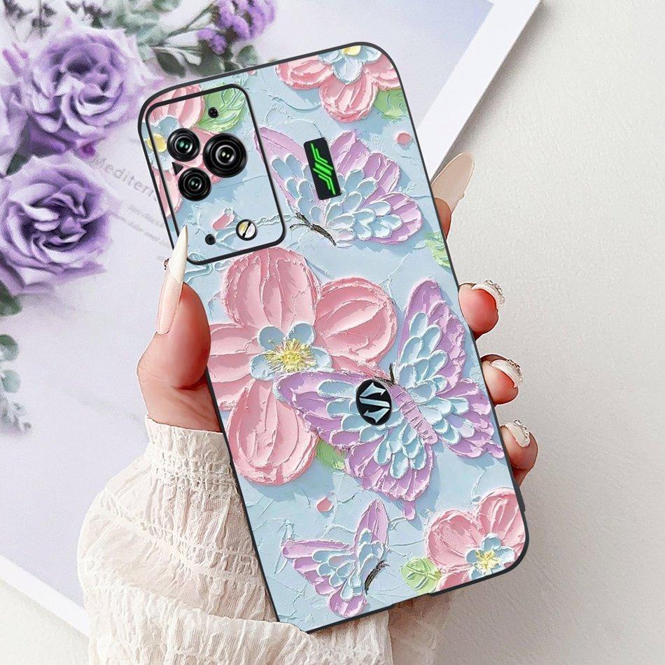 Per Xiaomi Black Shark 5 Pro Shark5 Custodia per Telefono Black Shark 5 5Pro Elegante Floreale Gatto Dipinto Morbido Silicone TPU Custodie