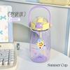 Water bottle Children's student TRITAN material plastic cup with handle cup Dual-purpose school portable straw sports water cup