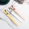 Stainless steel flat head spoon household dessert spoon dumpling spoon stuffing spoon long handle digging spoon ice cream cake spoon