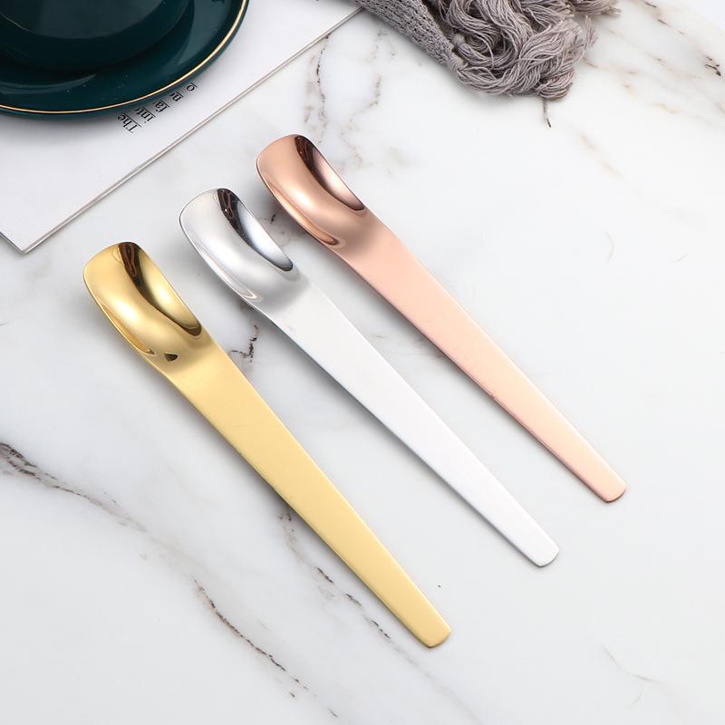 Stainless steel flat head spoon household dessert spoon dumpling spoon stuffing spoon long handle digging spoon ice cream cake spoon