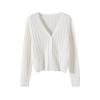Women's V Neck Knitted Cardigan Short Jacket Loose Long Sleeve Autumn Versatile Outfit Top Sweater