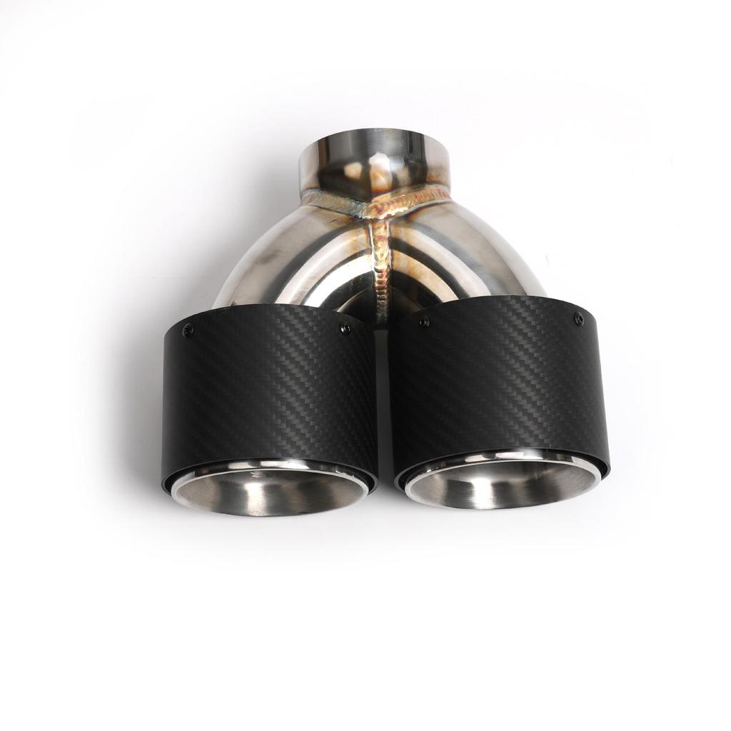 Universal Carbon Fiber Dual Tailpipe Exhaust - Stainless Steel