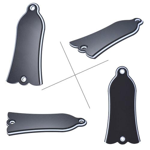 Xtahdge 2-Hole Bell-Shaped PVC Truss Rod Cover Plate with Scroll Plate for Gibson LP, SG, Flying V, ES Guitars (Black)