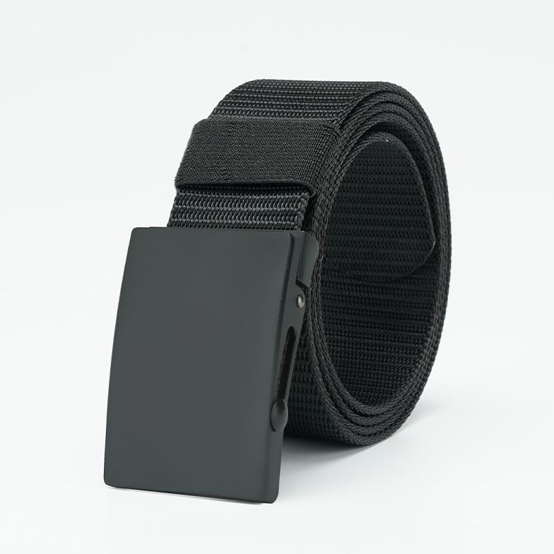 Men s No-Hole Canvas Belt with Automatic Buckle - Versatile Casual Jeans Nylon Leather Belt 120 cm