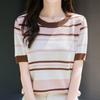 Navava Unisex Color Block STripe Round Neck ShorT Sleeve KniT T shirT Nk3073