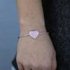 60mm pink Plated Iced Out Bling Women Jewelry Cz Big Heart Charm Women Thin Bangle Bracelet