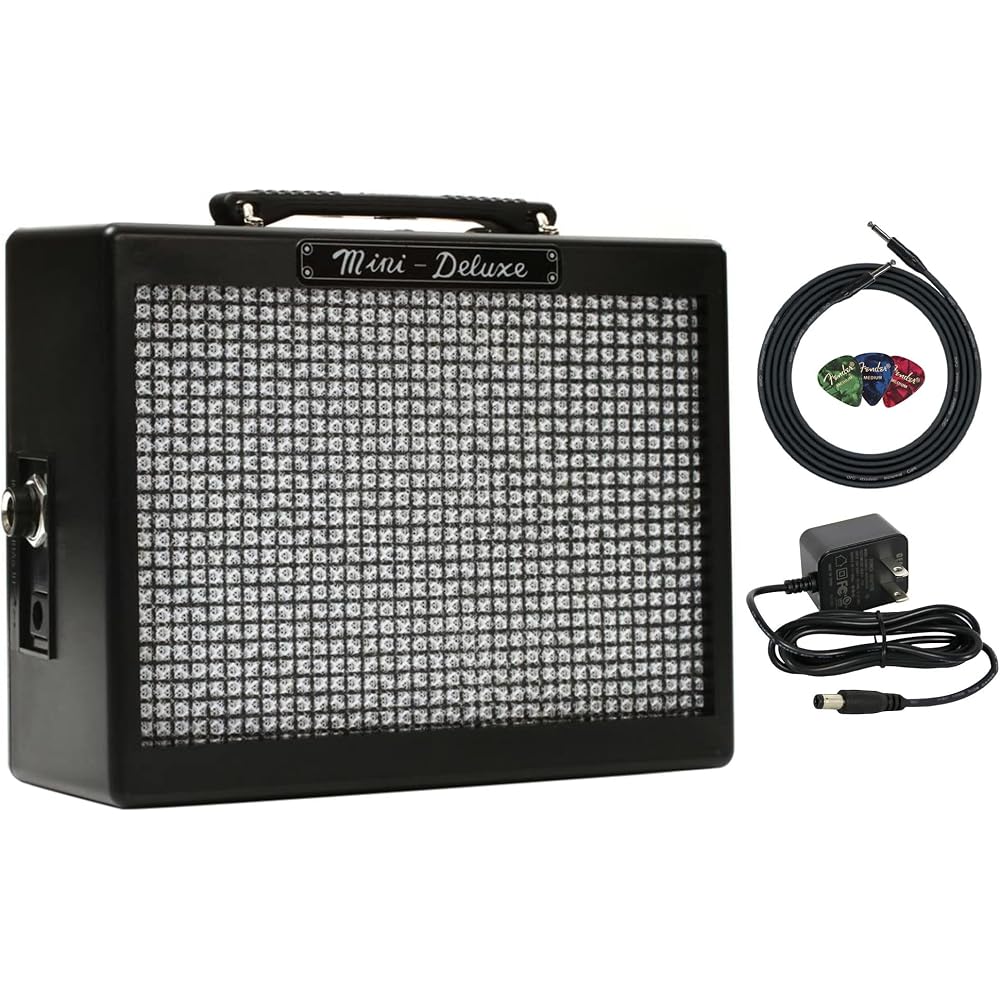 Fender MD-20 Mini Deluxe Guitar Amplifier Bundle with Instrument Cable and Fender Picks