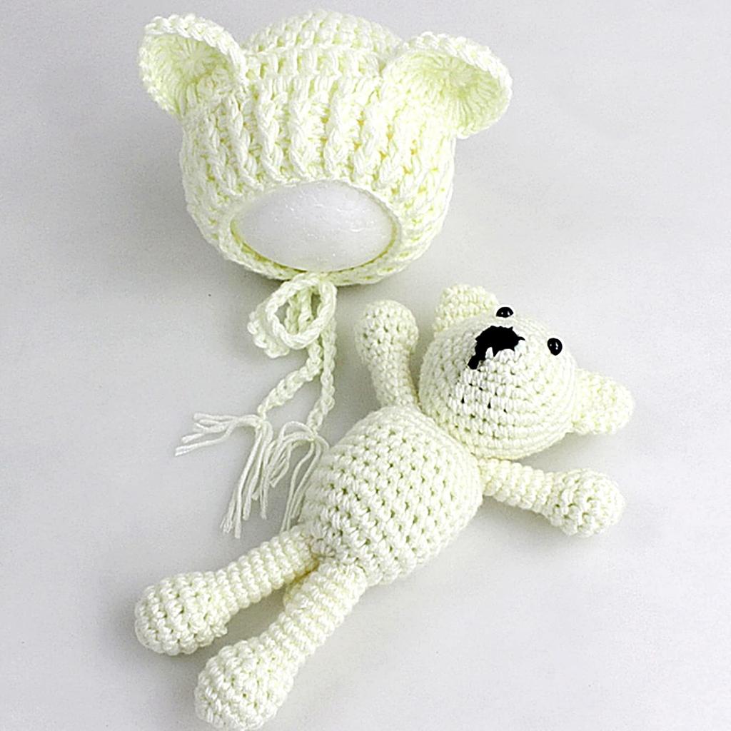 Baby Nyfødt Nyfødt Nyfødt Foto Sovende Kunst Kostyme Fotoshoot Strikket Lue Kosedyr Kigurumi Babyshower Første Barnebarn Sett [TradeWind]