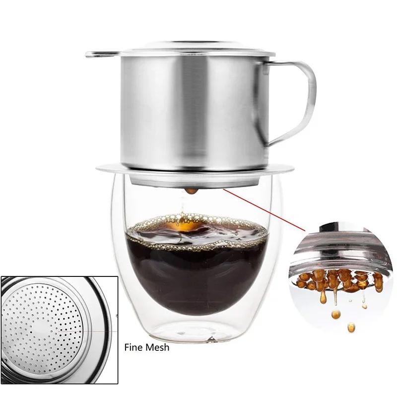 Vietnamese Coffee Filter Stainless Steel Vietnamese Style Coffee Dripper Maker Pot Infuse Cup Portable Coffee Drip Filter