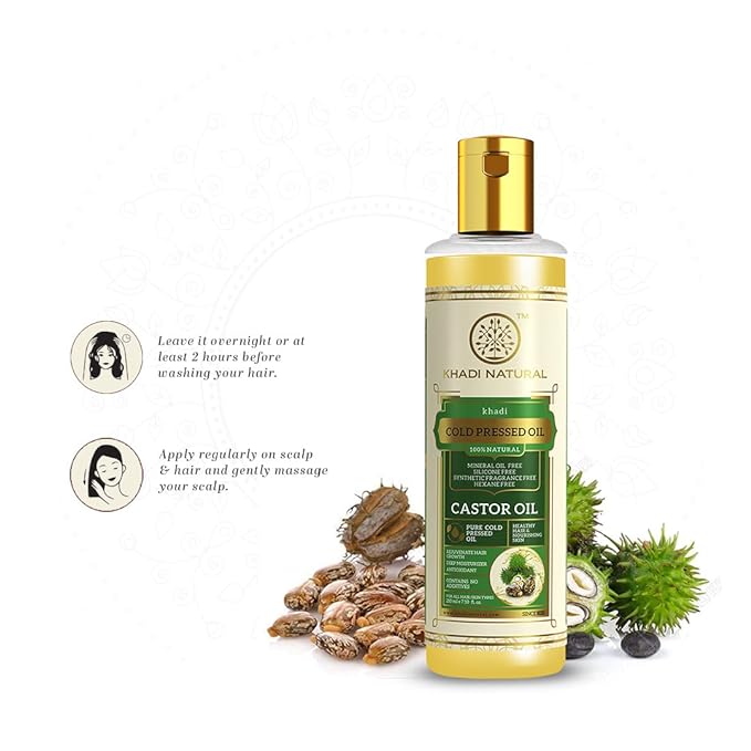 KHADI NATURAL Kaltgepresstes Rizinusöl | Rizinusöl für gesundes Haar