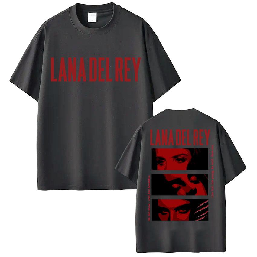 Sängerin Lana Del Rey Grafik T-Shirt Unisex Damen Mode Hip Hop 90er Vintage T-Shirts Übergroß Baumwolle Lässiges T-Shirt Y2k Streetwear
