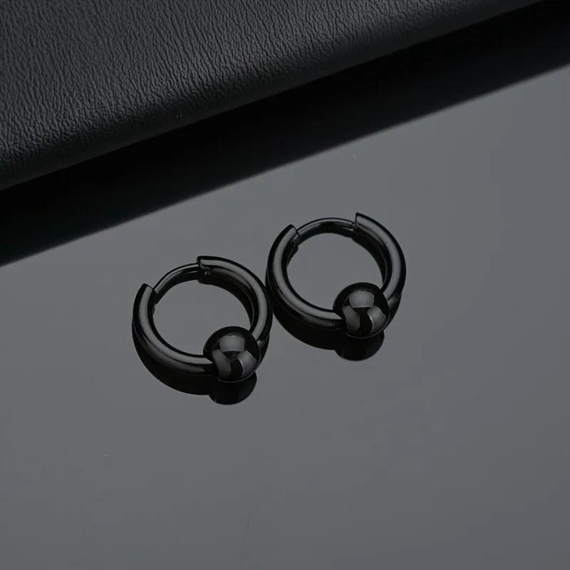 2 Stück Edelstahl-Creolen für Herren Kleiner Kreis Metallkugel Anti-allergischer Ohrstecker Rock Hip Hop Modeschmuck Geschenk