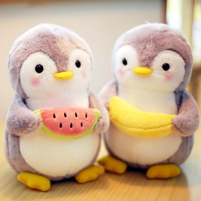 Cute Penguin Doll Plush Toy Penguin Throw Pillow Small Rag Doll Holding Fruits And Vegetables