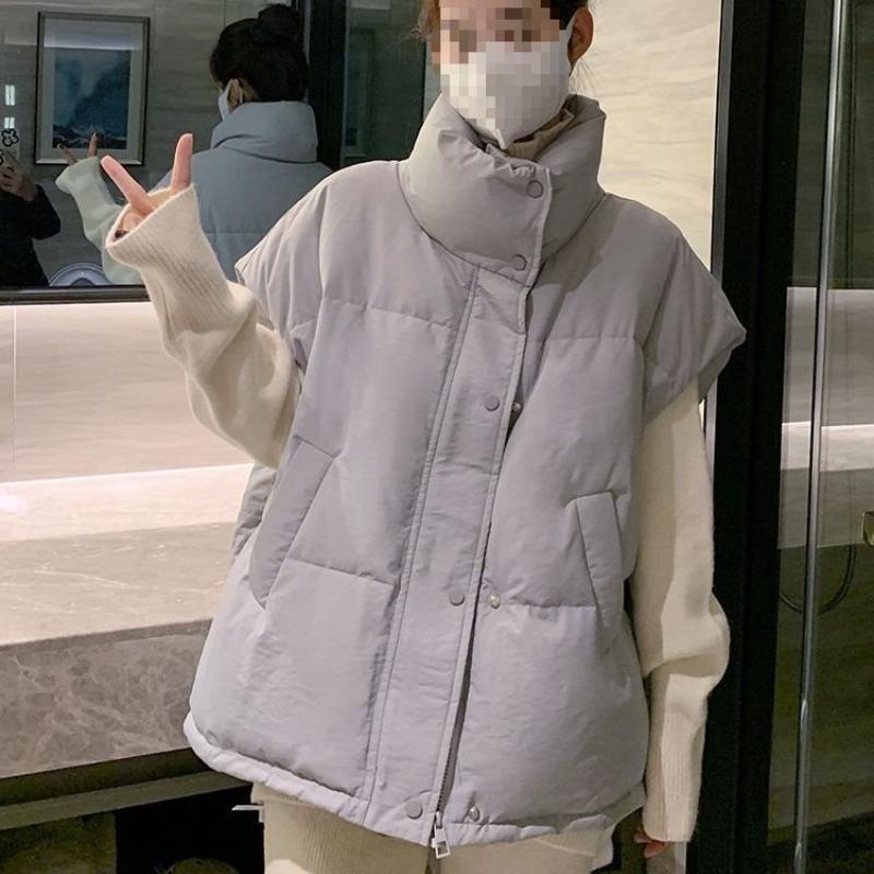 Autumn and Winter Down Cotton Waistcoat Women's Loose Vest Waistcoat Cotton Sleeveless Waistcoat