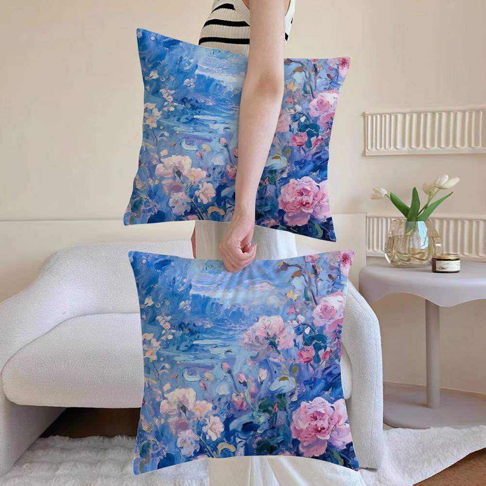 Flower Vase Pillow Case Sofa and Living Room Decorative Cushion Covers Dust-proof and Mite-proof Invisible Zipper