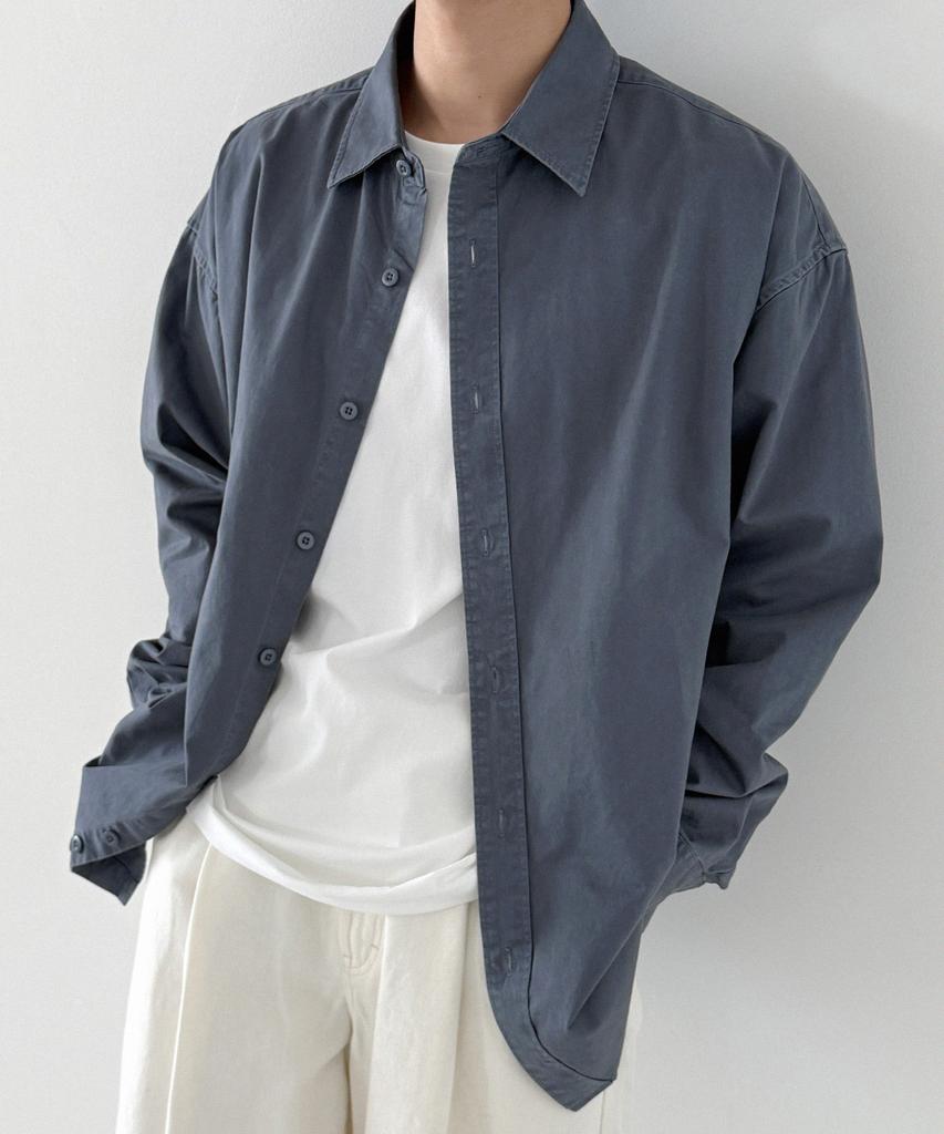 ORIGINALDAY Vintage Oversized Pigment Washed Shirt Blue