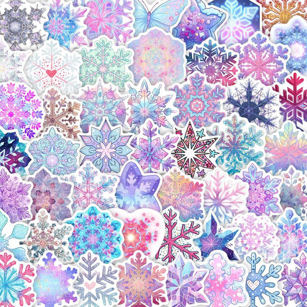 52pcs Christmas Snowflake Window & Notebook Decorative Stickers, PVC Waterproof