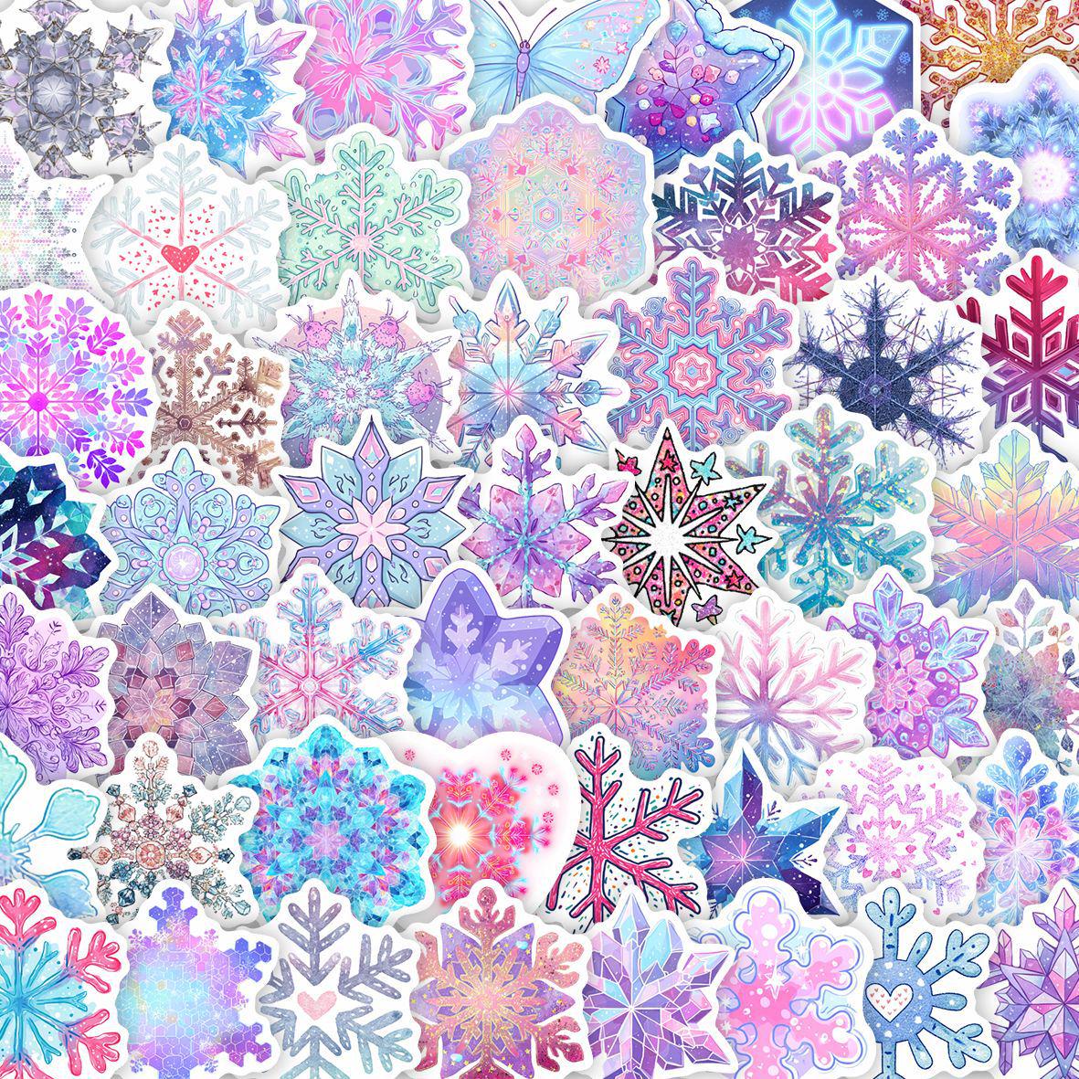 52pcs Christmas Snowflake Window & Notebook Decorative Stickers, PVC Waterproof