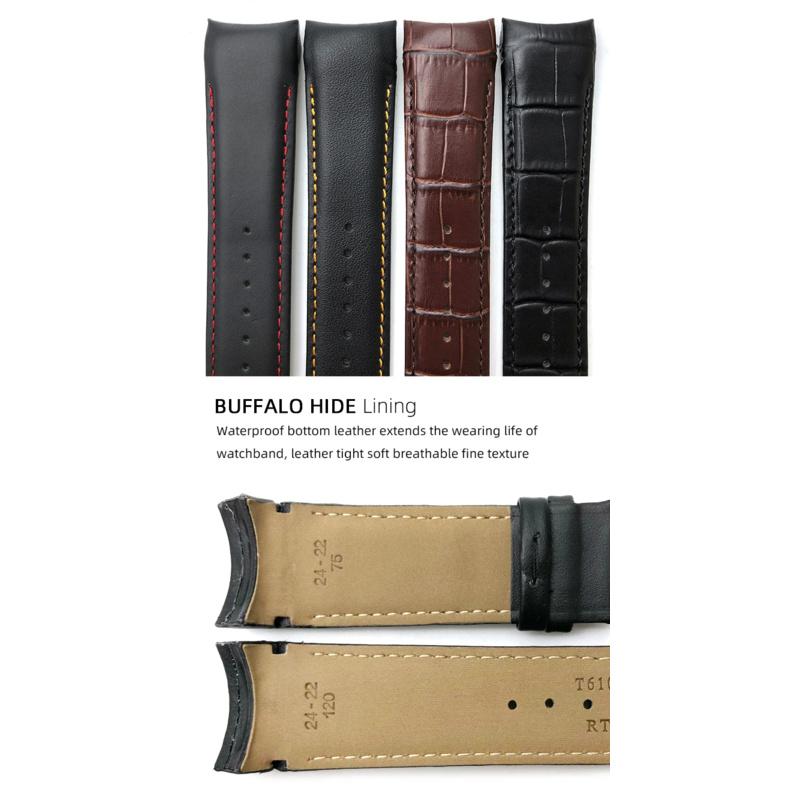 Curved End 22mm 23mm 24mm Genuine Leather Watchband for Tissot T035 T 035617 627 Cowhide Watch Strap Butterfly Clasp Men Tools