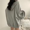 Graphic Hoodies Baggy Tops Grey with Zipper Sweatshirts for Women Full Zip Up Hooded Loose Female Clothes Pullovers