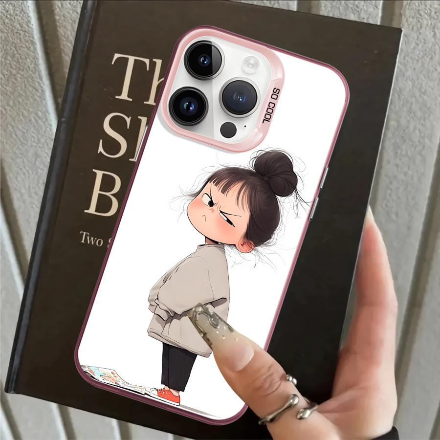 Case for iPhone 17 Pro Max XR 12 14 15 Plus 13 Pro XS Air 16 11 Back Phone Cover Cute Angry Girl