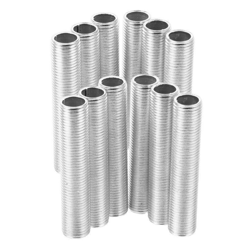 20Pcs M10x5 Thread Hollow Lamp Pipe Nipple Galvanized Iron for Lamp Repair Pipe Connector Chandeliers Candelabras Lighting