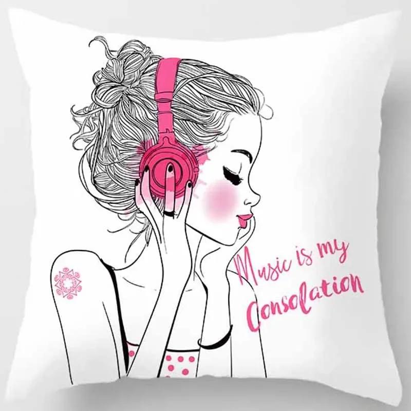

Прекрасная наволочка с мультяшным принтом девочки, квадратная наволочка с узором девочки, украшение для гостиной, дивана, детской комнаты, 45*45 см 40x40cm