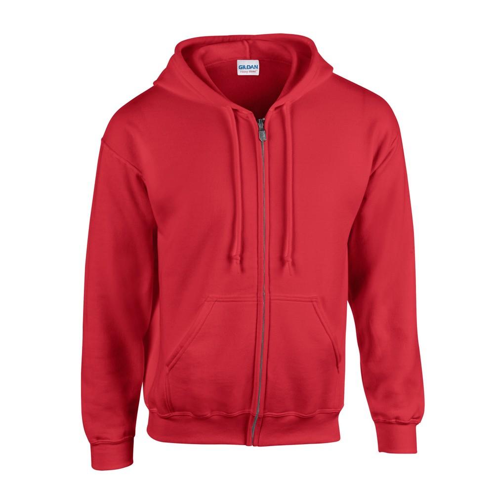 Gildan Heren Heavy Blend Hoodie met Volledige Rits S rood