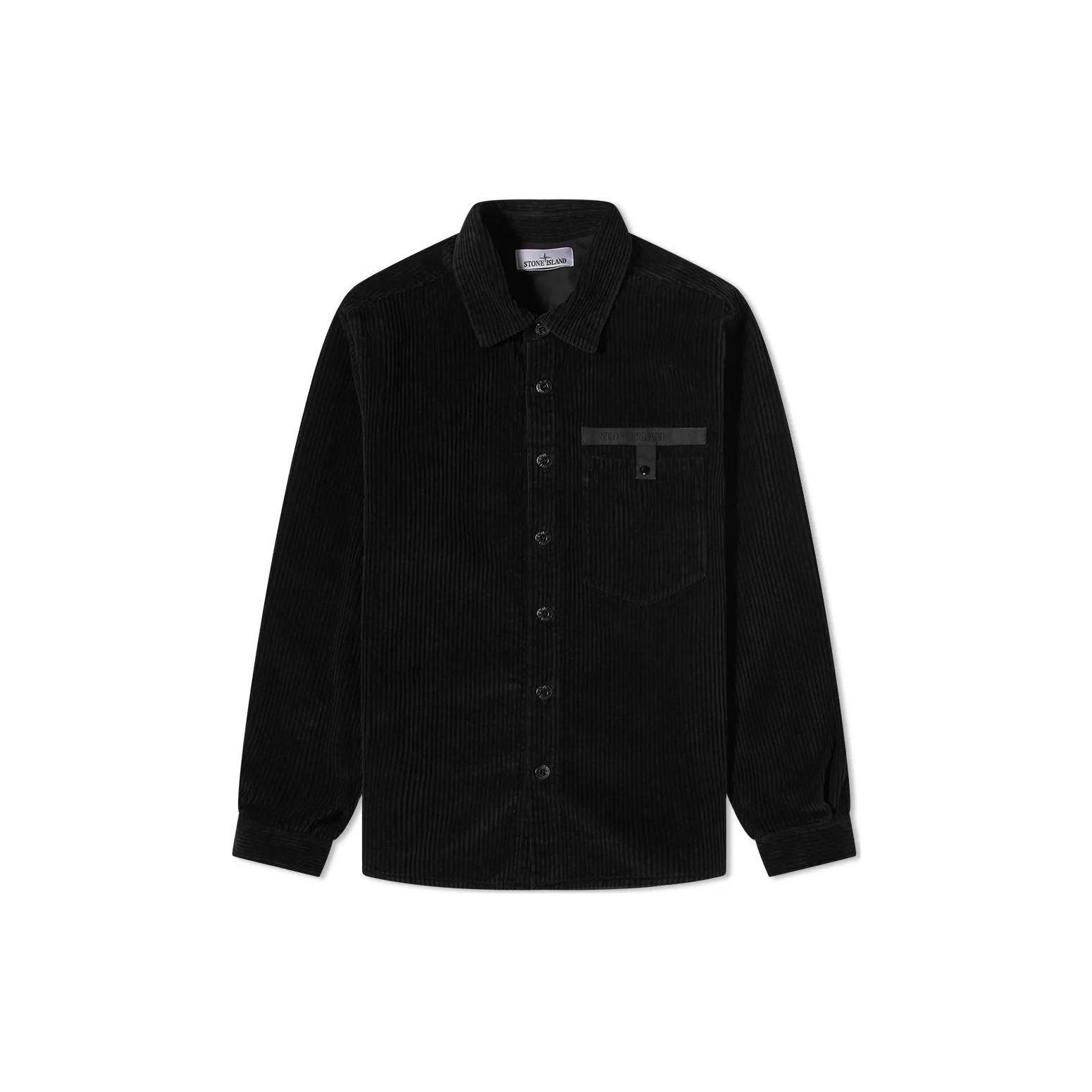 

Stone Island Solid Color Long Sleeve Button Down Shirt Men shirts Black 771511811-V0029 XXL
