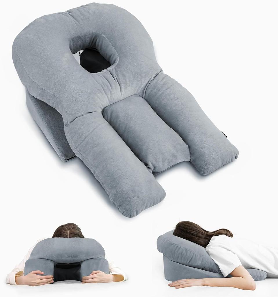 Multifunctional Face Sleeping Pillow for Beauty Eye Care Breathable Gap Design Face down Prone Sleeping Nap Pillow