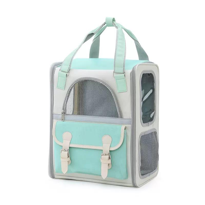 Pet Cat Backpack Breathable Portable Pet Backpack Outdoor Multi-mesh Window Canvas Cat Shoulder Bag Pet Transport Bag