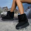 Women's Thick-Soled Snow Boots 2025 Winter New Style Fashionable Fleece-Lined Warm Mid-Calf Boots Turned-Up Legs with Fur Trim