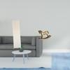 Living Room Paper Floor Lamp Shade with Rocking Horse Figurine Rustic Wood Sculpture Ornament for