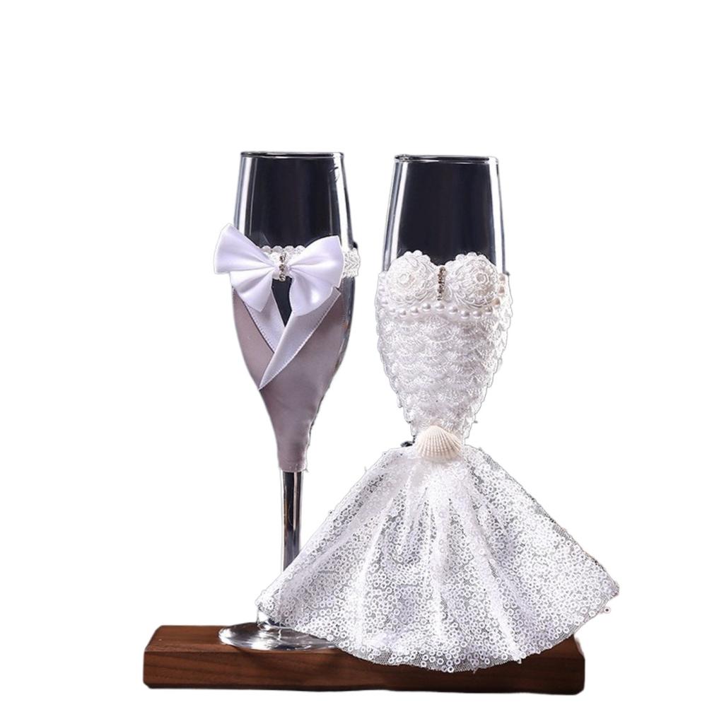Wedding Champagne Flute Set Romantic Bride Groom Love Toast Glass Cups for Couples