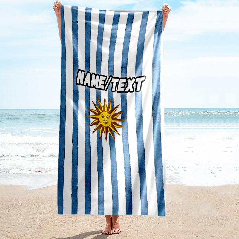 1PC Custom Name Sun Stripes Beach Towel Highly Absorbent And Sand-Resistant Towel for Swimming, Pool, Yoga, And Travel Lightweight