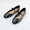 Round head rhinestone Mary Jane single shoes flat comfortable ballet dancing shoes square head shallow mouth single shoes women
