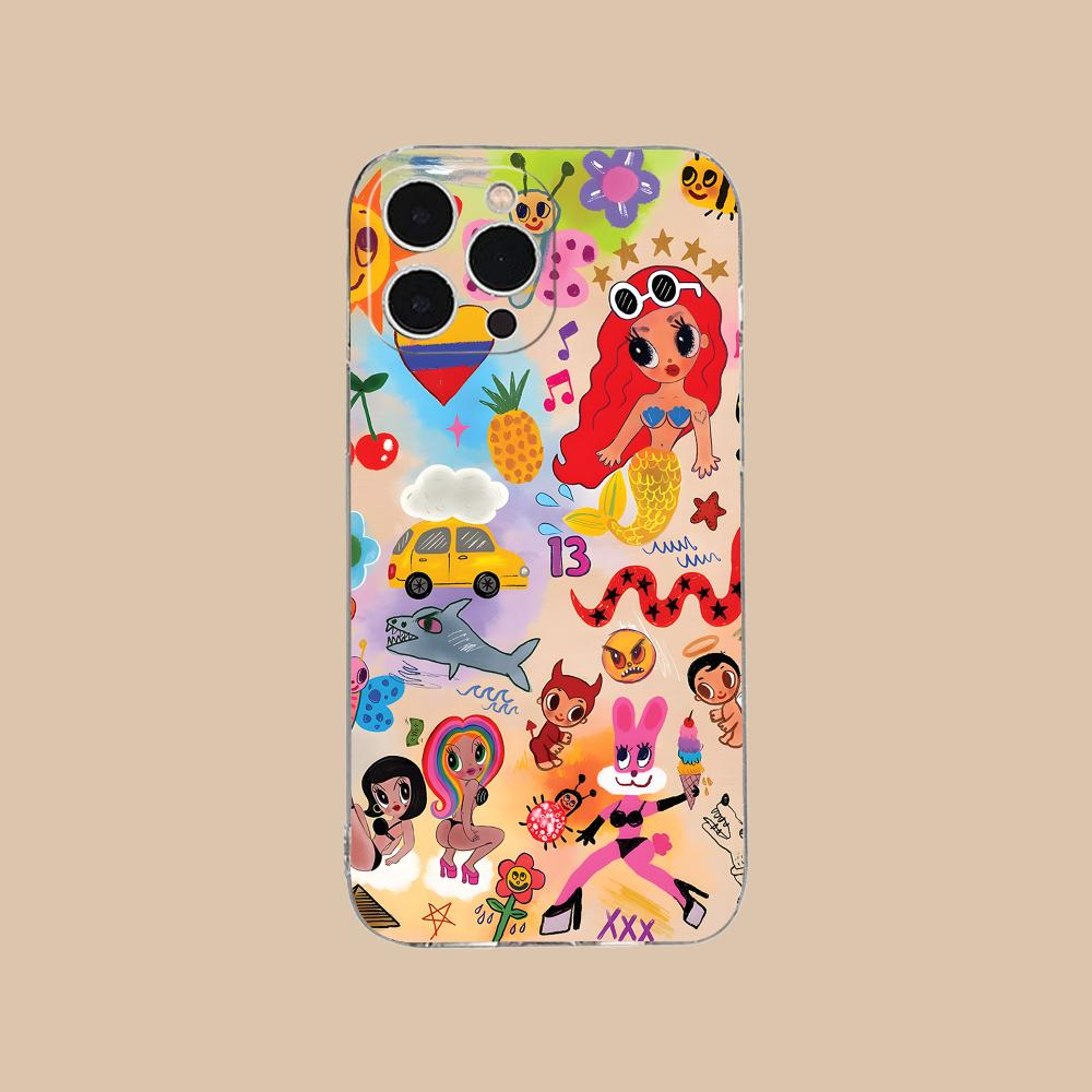 Karol G Latino Mobile Cell Phone Case for iPhone 17 16 15 14 13 12 11 X XR XS Air Pro Max Plus Mini Clear Colorful Cover Pretty