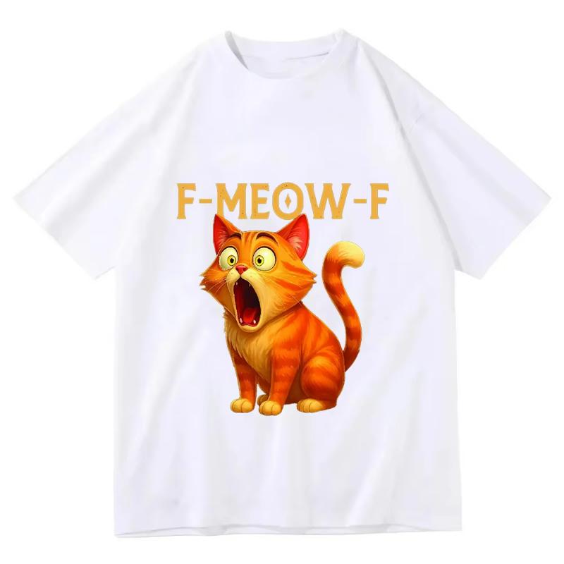 

F-MEOW-F Screaming Cat Funny Meme Graphic T Shirts Men Women Clothing Harajuku Y2k T Shirt Fashion Cartoon Short Sleeve T-shirt 4XL
